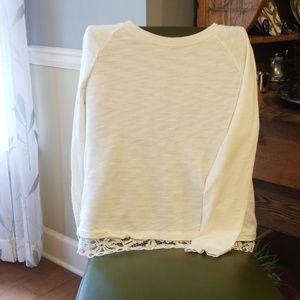Loft pullover with lace trim